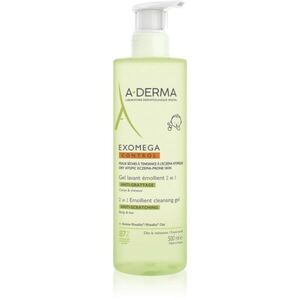 A-Derma Exomega Control 2 in 1 emollient cleansing gel tusfürdő gél száraz és atópiás bőrre 500 ml kép