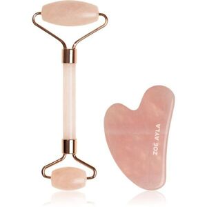 Zoë Ayla Rose Quartz Facial Roller And Gua Sha Tool ajándékszett az arcra kép