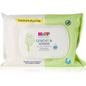 Hipp Babysanft Face & Hands nedves tisztító törlőkendők gyermekeknek születéstől kezdődően 20 db kép