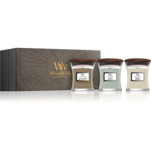 Woodwick Fireside + White Teak + Sand & Driftwood ajándékszett 3x85 g kép