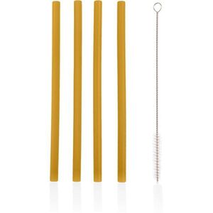 Zopa Silicone Straw szilikon szívószál + fésű 6 m+ Mustard Yellow 4 db kép