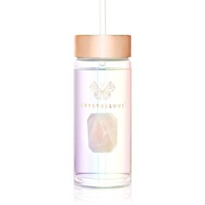 Crystallove Clear Quartz Straw Water Bottle Kulacs szívószállal Hologram - Rose Quartz 400 ml kép