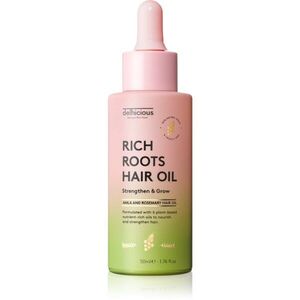 delhicious RICH ROOTS AMLA & ROSEMARY HAIR OIL hidratáló és nyugtató olaj száraz, viszkető fejbőrre 50 ml kép