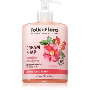 Folk & Flora Rosehip & Hawthorn krémes folyékony szappan az érzékeny bőrre 500 ml kép