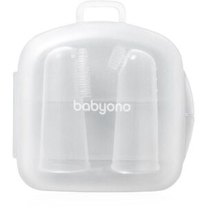BabyOno Silicone Toothbrush ujjra húzható fogkefe gyermekeknek tokkal 0m+ 2 db kép
