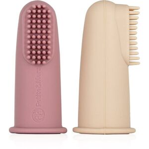 Petite&Mars Take&Match 0m+ ujjra húzható fogkefe gyermekeknek tokkal Rose&Sand 2 db kép