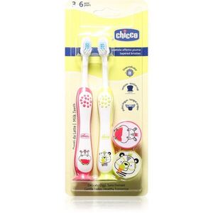 Chicco Toothbrush Set 3-6 y+ tapadókorongos fogkefe gyermekek számára Hippo-Panda kép