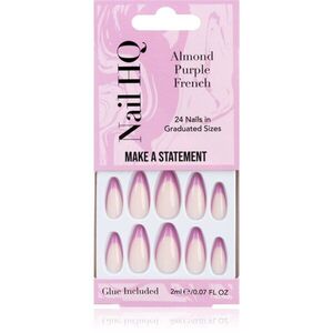 Nail HQ Almond Purple French műköröm ragasztóval 24 db kép