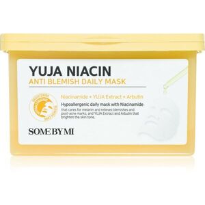 Some By Mi Yuja Niacin Anti Blemish Daily Mask fehérítő gézmaszk egységesíti a bőrszín tónusait nagy csomagolás 30 db kép