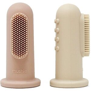 Mushie Finger Toothbrush ujjra húzható fogkefe gyermekeknek Shifting Sand/Blush 2 db kép