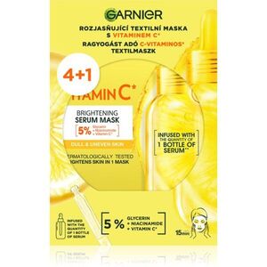 Garnier Textil Masks Brightening Pack fehérítő gézmaszk C vitamin kép
