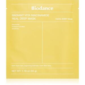 Biodance Radiant Vita Niacinamide Real Deep Mask élénkítő arcmaszk egységesíti a bőrszín tónusait 1 db kép