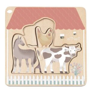eliNeli Wooden Puzzle Farm kirakó fából készült 12m+ 7 db kép