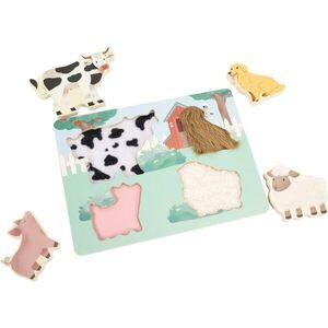eliNeli Touching Puzzle Farm interaktív formaberakó játék fából készült 12m+ 5 db kép