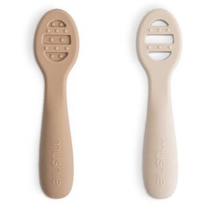 Mushie First Feeding Baby Spoons kiskanál Natural/ Shifting Sand 6m+ 2 db kép