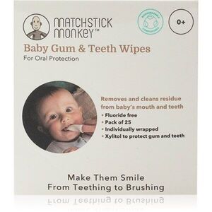 Matchstick Monkey Baby Gum & Teeth Wipes 0 m+ tisztító törlőkendő fogakra, nyelvre és ínyre 1 db kép