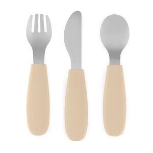 Petite&Mars Take&Match Stainless Steel Cutlery Set étkészlet gyermekeknek Desert Sand 12m+ 3 db kép