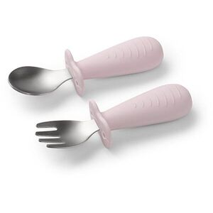 BabyOno Be Active Stainless Steel Spoon and Fork étkészlet gyermekeknek Pink 12m+ 2 db kép