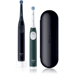 Oral-B iO2 Clean & Gentle elektromos fogkefe tokkal dupla csomagolás Matt Black & Forest Green kép