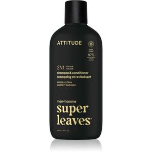 Attitude Super Leaves Men's Shampoo and Conditioner 2-in-1 sampon és kondicionáló 2 in1 uraknak Amber & Citrus 415 ml kép