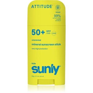 Attitude Sunly Kids Mineral Sunscreen Stick SPF 50+ ásványi védőkrém arcra és testre stift gyermekeknek 60 g kép
