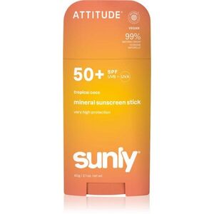 Attitude Sunly Tropical Coco ásványi védőkrém arcra és testre stift SPF 50+ 60 g kép
