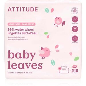 Attitude Baby Leaves Water Wipes nedves törlőkendők parfümmentes 3x72 db kép