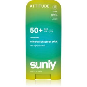 Attitude Sunly Mineral Sunscreen Stick SPF 50+ ásványi védőkrém arcra és testre stift parfümmentes 60 g kép