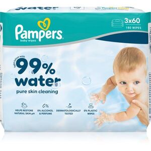 Pampers 99% Water Baby Wipes nedves tisztító törlőkendők gyermekeknek 3x60 db kép