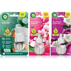 Air Wick Cherry Blossom & Rasberry Blue Eucalyptus & Cedarwood Essential Oils Smooth Satin & Moon Li légfrissítő kép