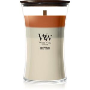 Woodwick Trilogy Vanilla Embers illatgyertya fa kanóccal 610 g kép