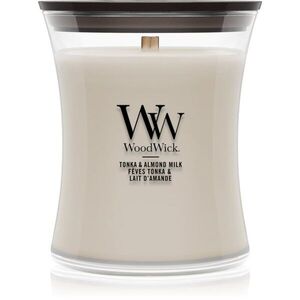 Woodwick Tonka & Almond Milk illatgyertya fa kanóccal 275 g kép