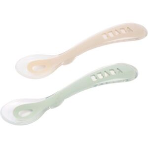 Beaba Silicone Spoon Set kiskanál Clay / Misty green 8m+ 2 db kép