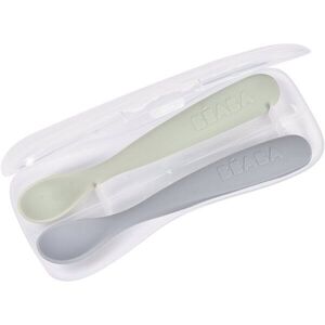 Beaba Set of 2 Ergonomic Spoons kiskanál tokkal Pebble Green 4m+ 2 db kép