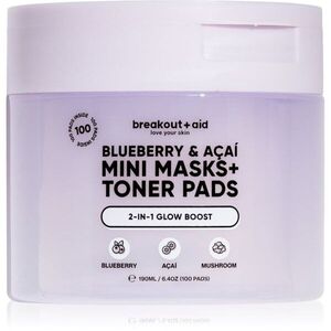 breakout + aid Mini Masks+Toner Pads Bluberry & Acai tonizáló párnák élénk és hidratált bőr 100 ml kép