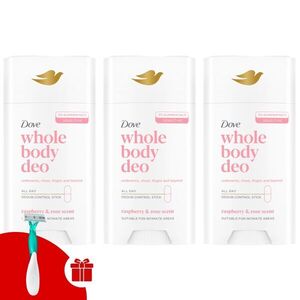 Dove Raspberry & Rose Dezodor stift 3x75ml + Ajándék Dove borotva kép
