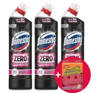 Domestos Zéró Pink WC Vízkőoldó 3x750ml + Ajándék Scrub Mommy Szivacs kép