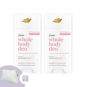 Dove Raspberry & Rose Dezodor stift 2x75ml + Ajándék Dove Neszesszer kép