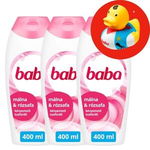 Baba Habcsók Tusfürdő Málna és Rózsafa 3x400ml + Ajándék Gumikacsa kép