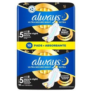 Always Ultra Secure Night Extra szárnyas egészségügyi Betét 10db kép