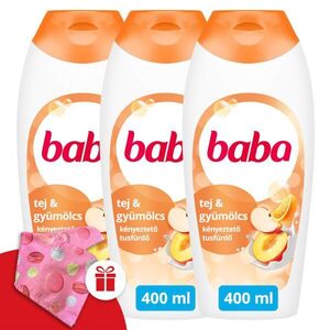 Baba Tusfürdő Tej és Gyümölcs 3x400ml + Ajándék Baba Hajturbán kép