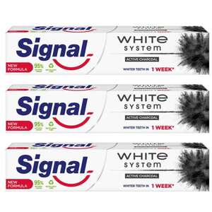 Signal White System Aktív szén fogkrém, 3x75 ml kép