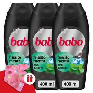 Baba Férfi Tusfürdő Menta 3x400ml + Ajándék Baba Hajturbán kép