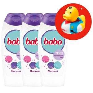 Baba Tusfürdő Édesmandula illat - Macaron 3x400ml + Ajándék Gumikacsa kép