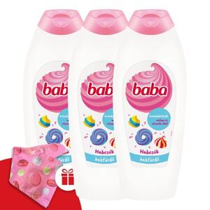 Baba Habfürdő Málna és Rózsafa 3x750ml + Ajándék Baba Hajturbán é... kép