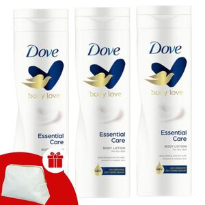 Dove Essential Care Testápoló 3x250ml + Ajándék Dove Neszesszer kép