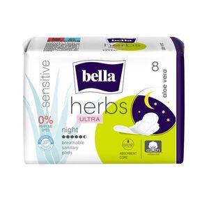 Bella Herbs Ultra Night sensitive egészségügyi Betét aloe verával 8db kép