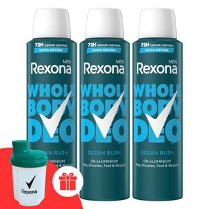 Rexona Men Whole Body Ocean Rush Dezodor 3x150ml + Ajándék Rexona shaker kép