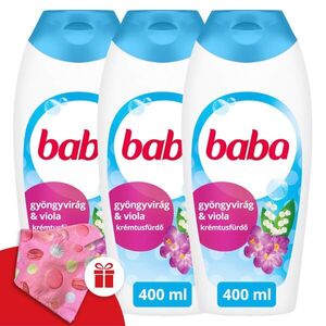 Baba Tusfürdő Gyöngyvirág&Viola 3x400ml + Ajándék Baba Hajturbán kép