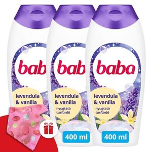 Baba Tusfürdő Levendula és Vanília 3x400ml + Ajándék Baba Hajturbán kép